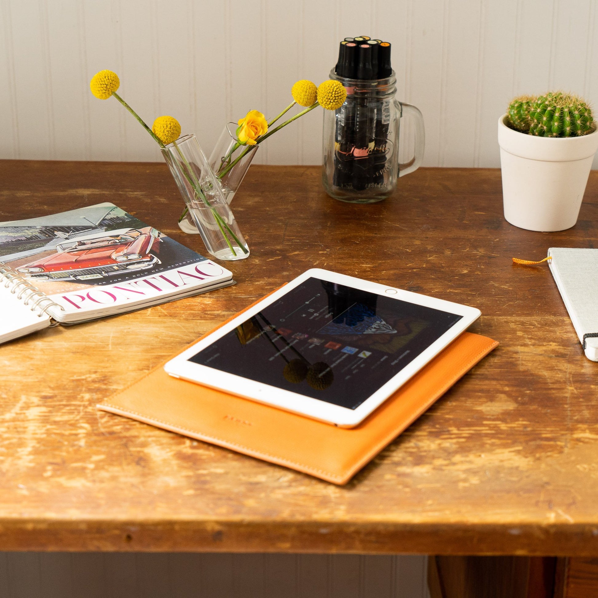 Leather iPad Sleeve Orange