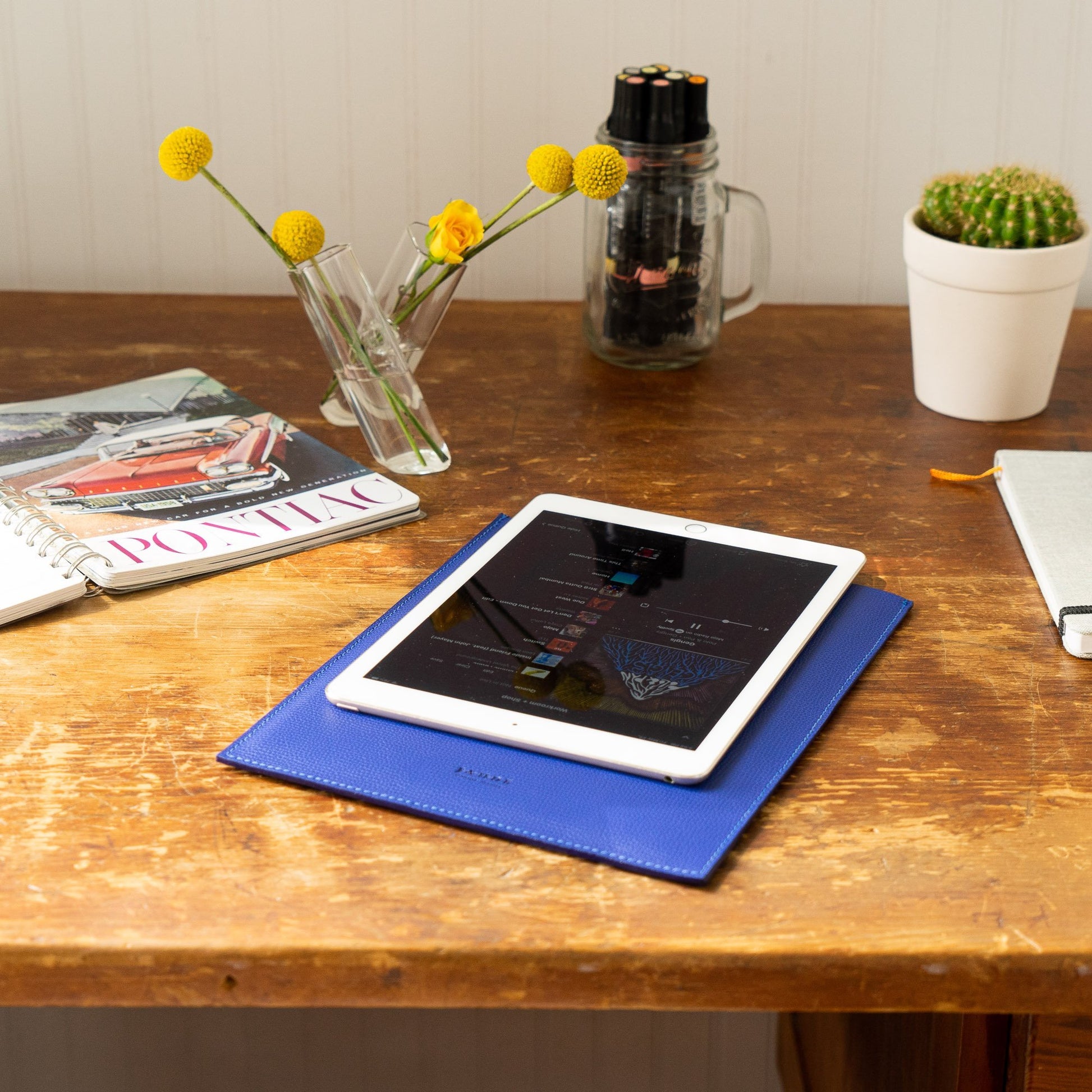 Leather iPad Sleeve Cobalt Blue