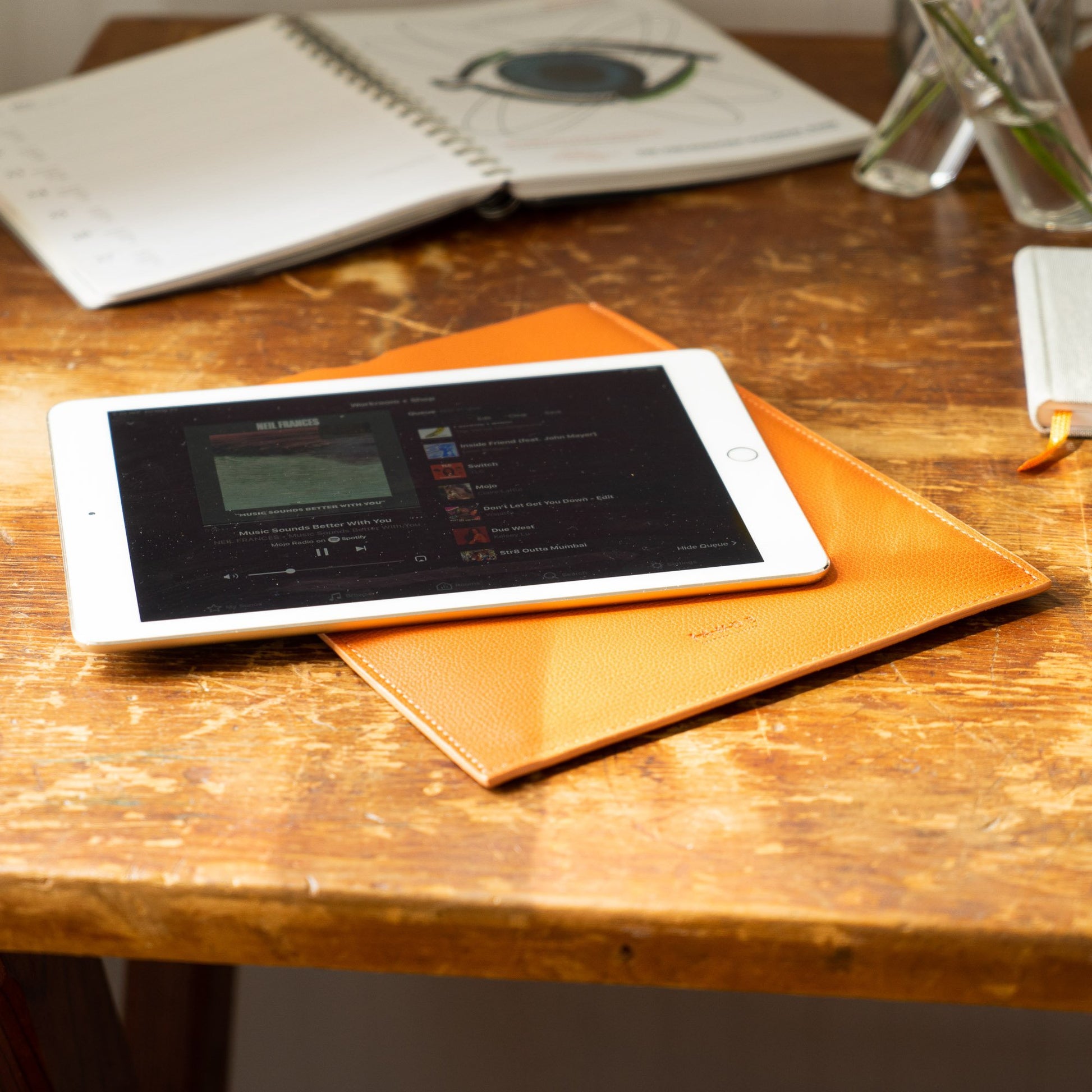 Leather iPad Sleeve Orange